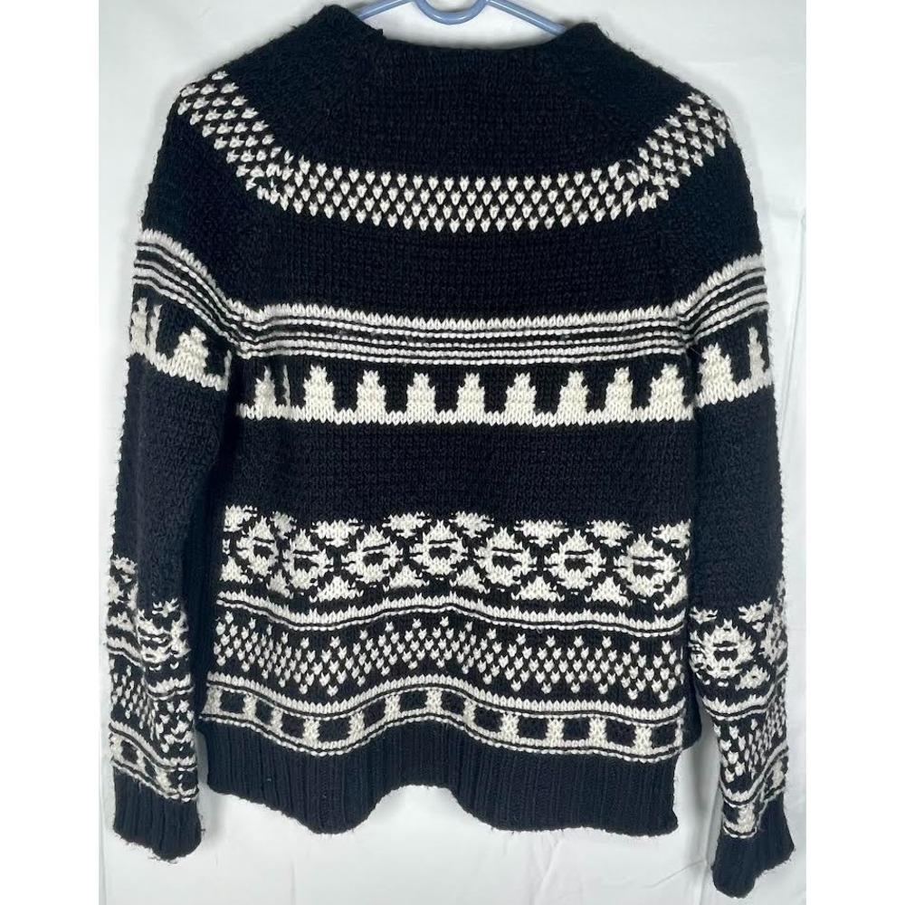 Zara Knit Black/White Pattern Crew Neck Sweater Women's Size Medium - Picture 5 of 5